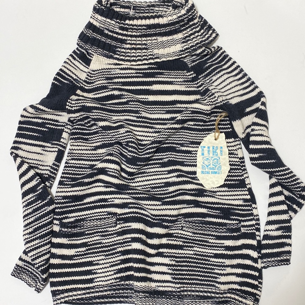 Lucky Brand Navy Striped Turtle Neck Sweater XS